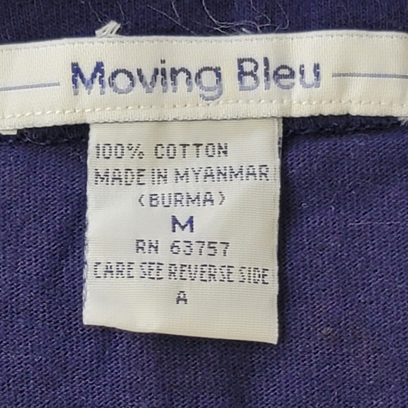 MOVING BLEU: By Designers original Blue  Floral  prints  top/shirt Sz M - Picture 7 of 9